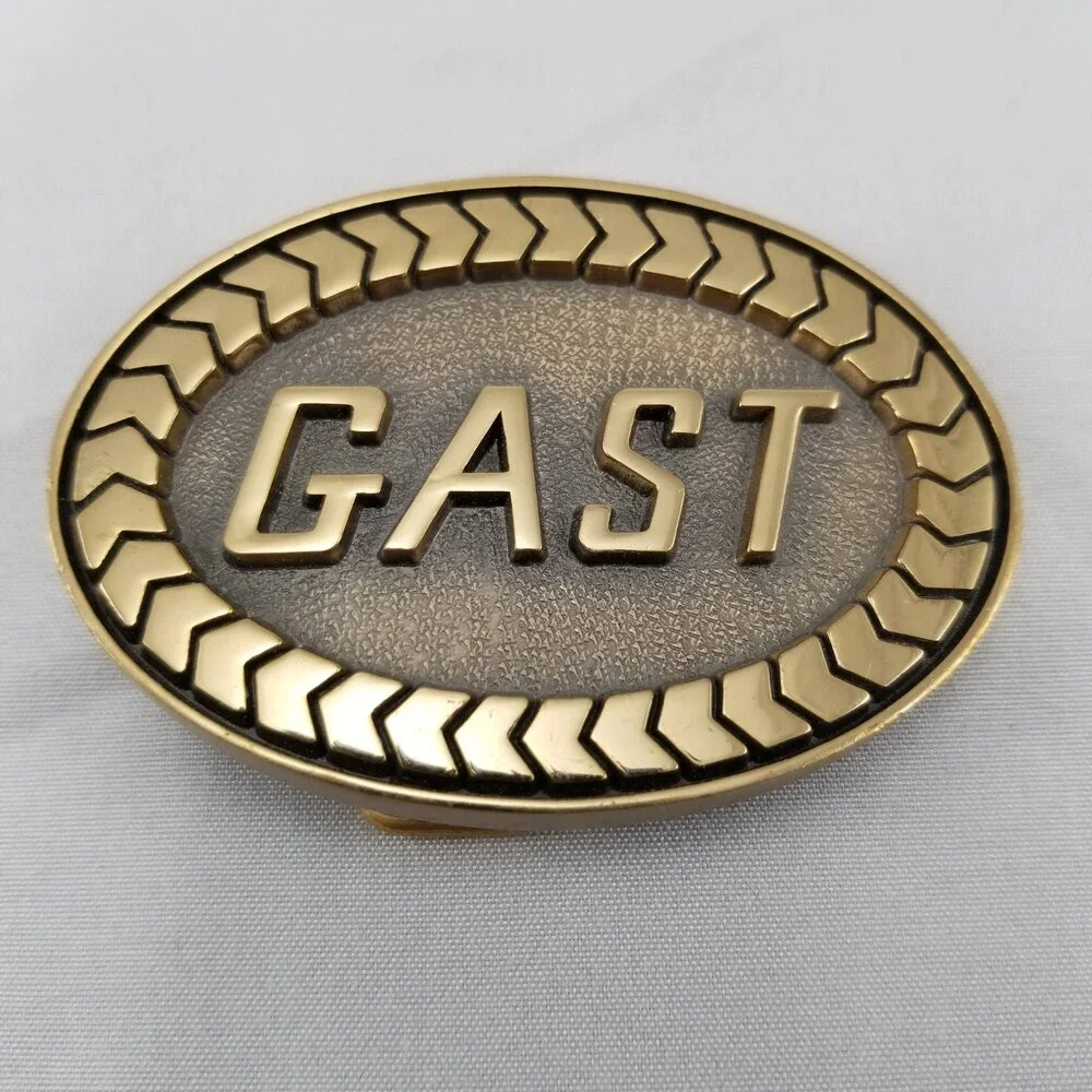 Vintage Belt Buckle Brass‎ GAST Chevron Arrows Border USA Made By Jostens Gift
